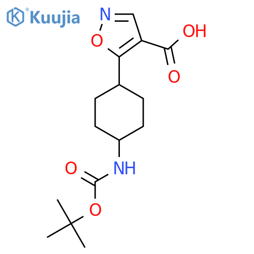 5-(4-{(tert-butoxy)carbonylamino}cyclohexyl)-1,2-oxazole-4-carboxylic acid structure