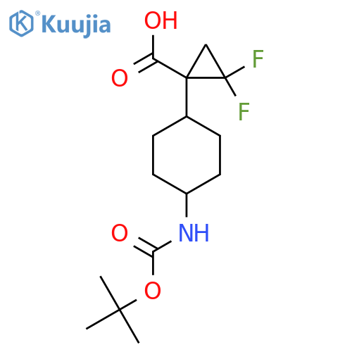 1-(4-{(tert-butoxy)carbonylamino}cyclohexyl)-2,2-difluorocyclopropane-1-carboxylic acid structure