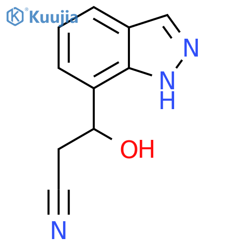 3-hydroxy-3-(1H-indazol-7-yl)propanenitrile structure