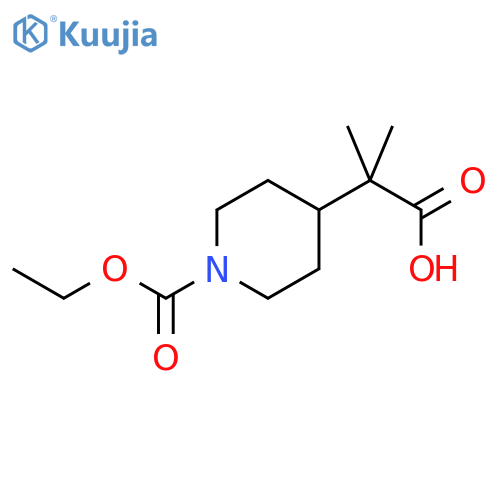 2-1-(ethoxycarbonyl)piperidin-4-yl-2-methylpropanoic acid structure