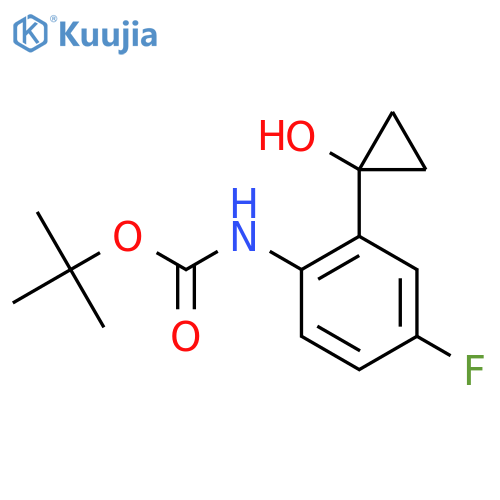 tert-butyl N-4-fluoro-2-(1-hydroxycyclopropyl)phenylcarbamate structure