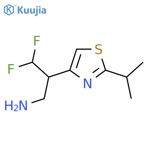 3,3-difluoro-2-2-(propan-2-yl)-1,3-thiazol-4-ylpropan-1-amine structure