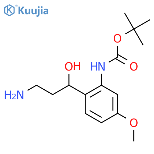 tert-butyl N-2-(3-amino-1-hydroxypropyl)-5-methoxyphenylcarbamate structure