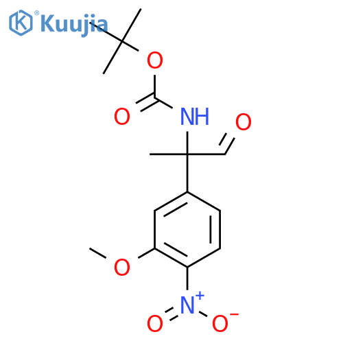 tert-butyl N-2-(3-methoxy-4-nitrophenyl)-1-oxopropan-2-ylcarbamate structure