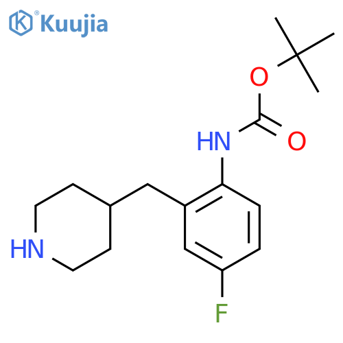tert-butyl N-{4-fluoro-2-(piperidin-4-yl)methylphenyl}carbamate structure