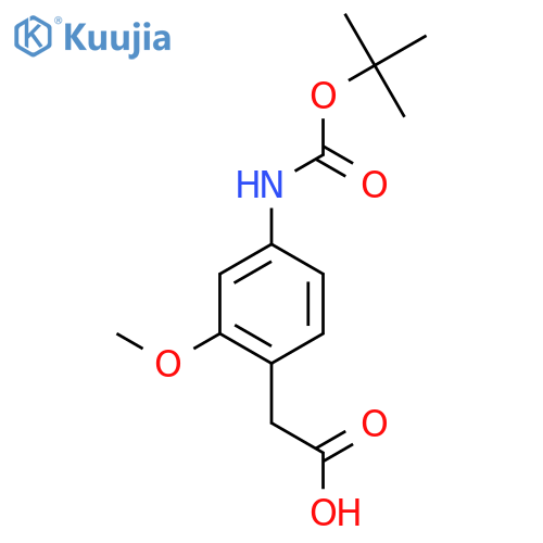 2-(4-{(tert-butoxy)carbonylamino}-2-methoxyphenyl)acetic acid structure