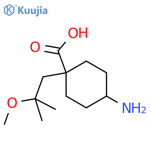 4-amino-1-(2-methoxy-2-methylpropyl)cyclohexane-1-carboxylic acid structure