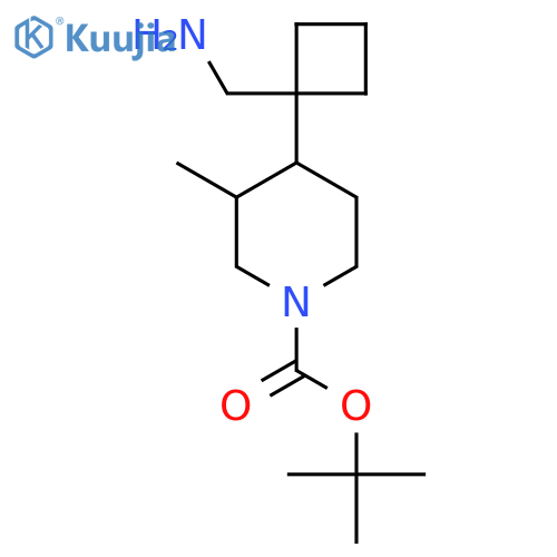 tert-butyl 4-1-(aminomethyl)cyclobutyl-3-methylpiperidine-1-carboxylate structure