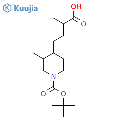 4-{1-(tert-butoxy)carbonyl-3-methylpiperidin-4-yl}-2-methylbutanoic acid structure
