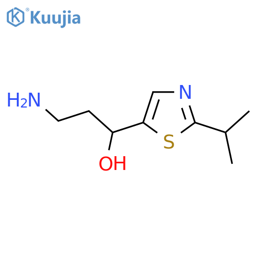 3-amino-1-2-(propan-2-yl)-1,3-thiazol-5-ylpropan-1-ol structure