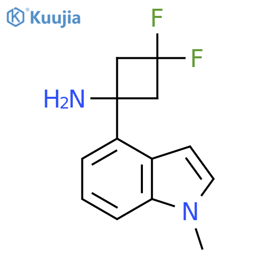 3,3-difluoro-1-(1-methyl-1H-indol-4-yl)cyclobutan-1-amine structure