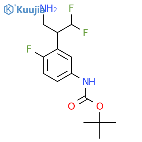 tert-butyl N-3-(3-amino-1,1-difluoropropan-2-yl)-4-fluorophenylcarbamate structure
