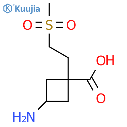 3-Amino-1-(2-methanesulfonylethyl)cyclobutane-1-carboxylic acid structure