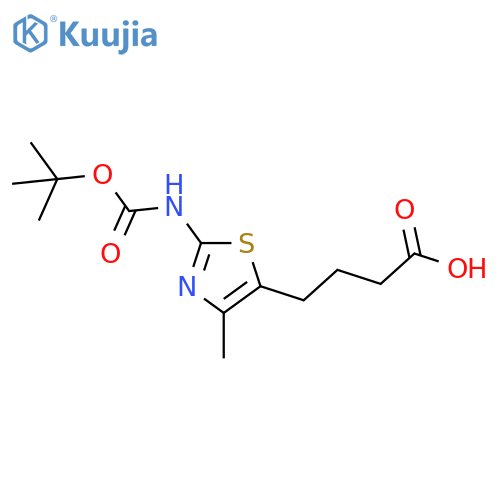 4-(2-{(tert-butoxy)carbonylamino}-4-methyl-1,3-thiazol-5-yl)butanoic acid structure