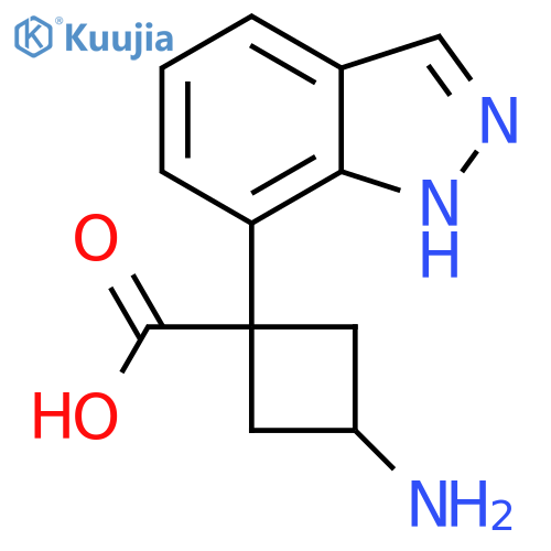 3-amino-1-(1H-indazol-7-yl)cyclobutane-1-carboxylic acid structure