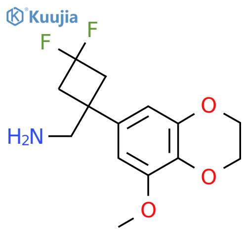 3,3-difluoro-1-(8-methoxy-2,3-dihydro-1,4-benzodioxin-6-yl)cyclobutylmethanamine structure