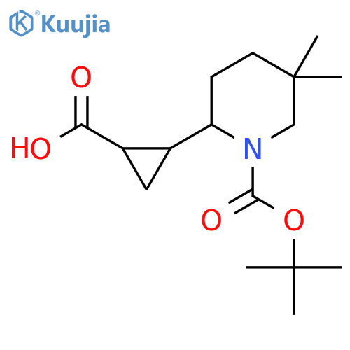 2-{1-(tert-butoxy)carbonyl-5,5-dimethylpiperidin-2-yl}cyclopropane-1-carboxylic acid structure