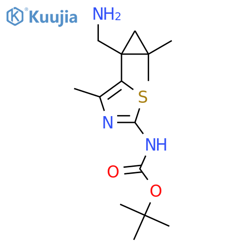 tert-butyl N-{5-1-(aminomethyl)-2,2-dimethylcyclopropyl-4-methyl-1,3-thiazol-2-yl}carbamate structure