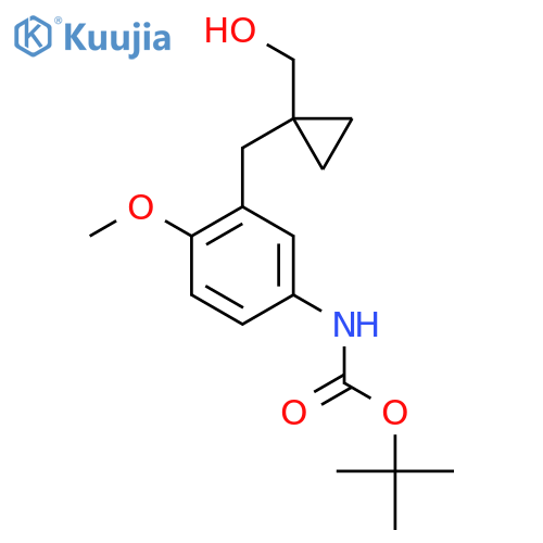 tert-butyl N-(3-{1-(hydroxymethyl)cyclopropylmethyl}-4-methoxyphenyl)carbamate structure