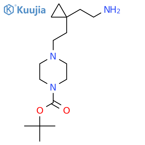 tert-butyl 4-{2-1-(2-aminoethyl)cyclopropylethyl}piperazine-1-carboxylate structure