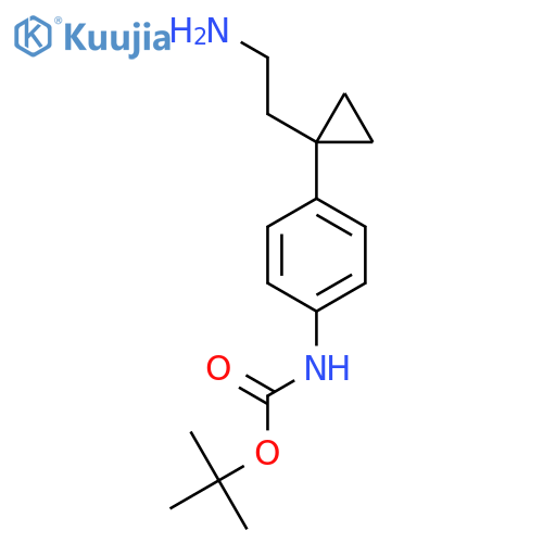 tert-butyl N-{4-1-(2-aminoethyl)cyclopropylphenyl}carbamate structure