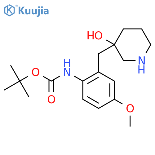 tert-butyl N-{2-(3-hydroxypiperidin-3-yl)methyl-4-methoxyphenyl}carbamate structure