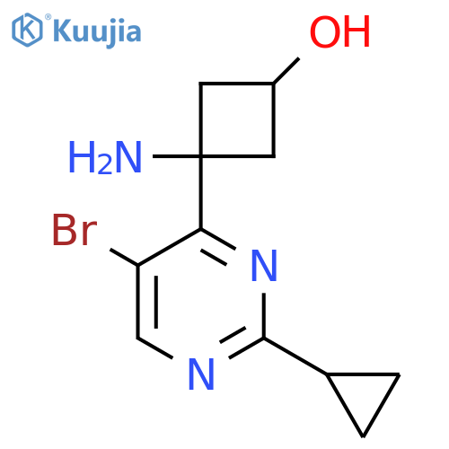 3-amino-3-(5-bromo-2-cyclopropylpyrimidin-4-yl)cyclobutan-1-ol structure