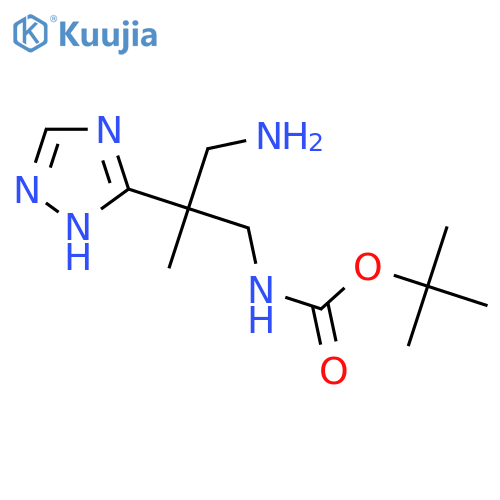 tert-butyl N-3-amino-2-methyl-2-(1H-1,2,4-triazol-3-yl)propylcarbamate structure