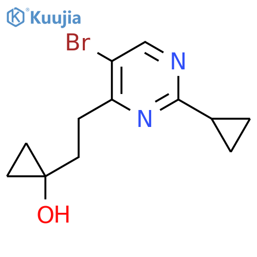 1-2-(5-bromo-2-cyclopropylpyrimidin-4-yl)ethylcyclopropan-1-ol structure