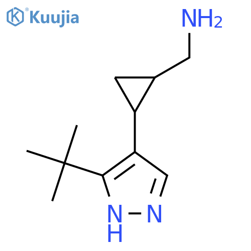 2-(3-tert-butyl-1H-pyrazol-4-yl)cyclopropylmethanamine structure