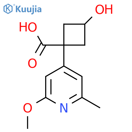 3-hydroxy-1-(2-methoxy-6-methylpyridin-4-yl)cyclobutane-1-carboxylic acid structure