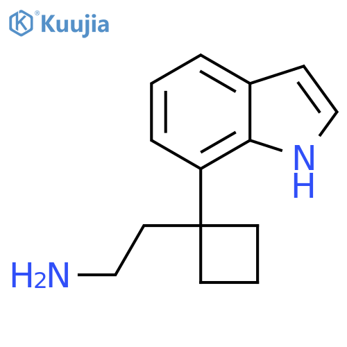 2-1-(1H-indol-7-yl)cyclobutylethan-1-amine structure
