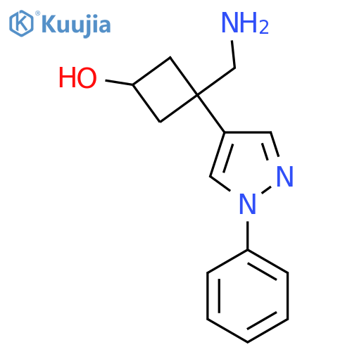 3-(aminomethyl)-3-(1-phenyl-1H-pyrazol-4-yl)cyclobutan-1-ol structure