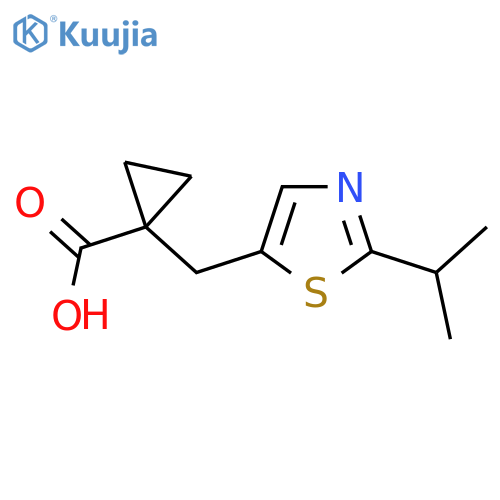 1-{2-(propan-2-yl)-1,3-thiazol-5-ylmethyl}cyclopropane-1-carboxylic acid structure