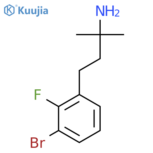 4-(3-bromo-2-fluorophenyl)-2-methylbutan-2-amine structure