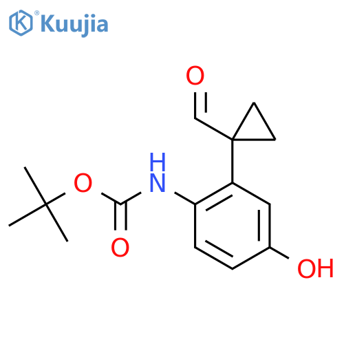 tert-butyl N-2-(1-formylcyclopropyl)-4-hydroxyphenylcarbamate structure