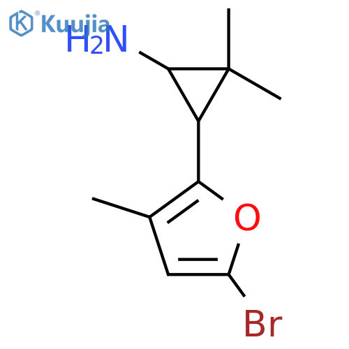 3-(5-bromo-3-methylfuran-2-yl)-2,2-dimethylcyclopropan-1-amine structure