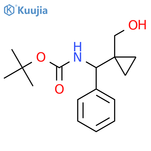 tert-butyl N-{1-(hydroxymethyl)cyclopropyl(phenyl)methyl}carbamate structure