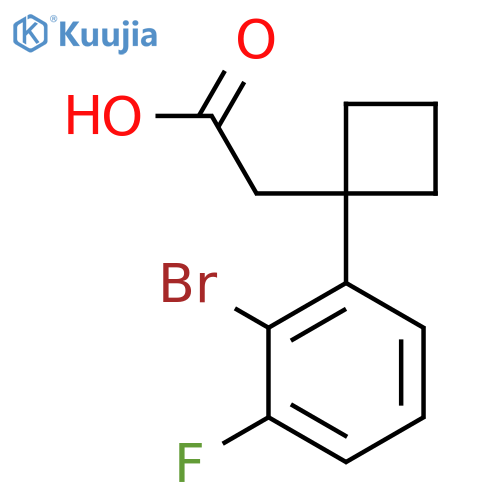 2-1-(2-bromo-3-fluorophenyl)cyclobutylacetic acid structure