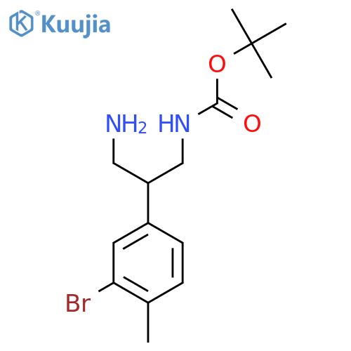 tert-butyl N-3-amino-2-(3-bromo-4-methylphenyl)propylcarbamate structure