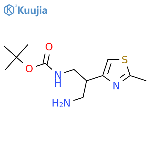 tert-butyl N-3-amino-2-(2-methyl-1,3-thiazol-4-yl)propylcarbamate structure
