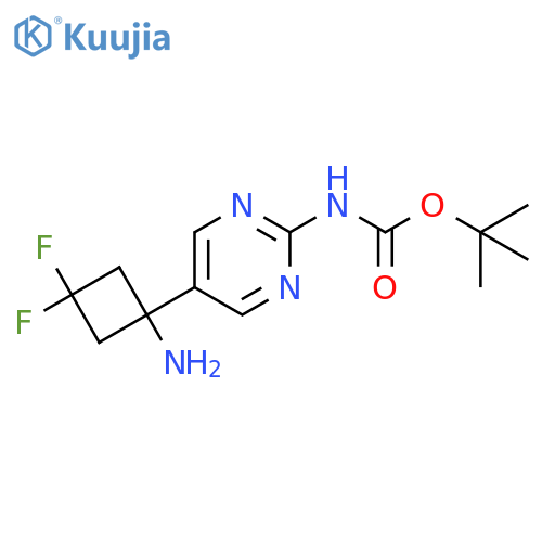 tert-butyl N-5-(1-amino-3,3-difluorocyclobutyl)pyrimidin-2-ylcarbamate structure