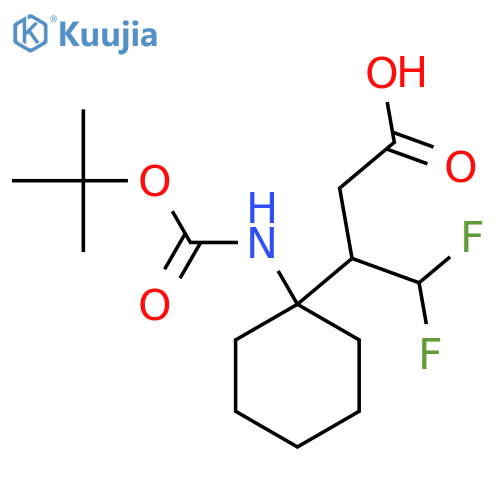 3-(1-{(tert-butoxy)carbonylamino}cyclohexyl)-4,4-difluorobutanoic acid structure