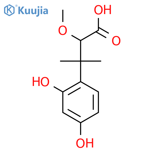 3-(2,4-dihydroxyphenyl)-2-methoxy-3-methylbutanoic acid structure