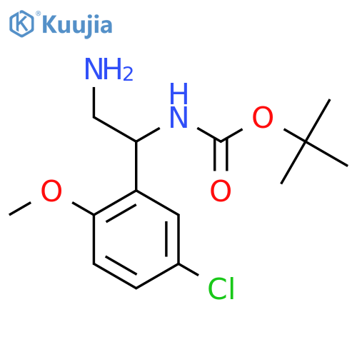 tert-butyl N-2-amino-1-(5-chloro-2-methoxyphenyl)ethylcarbamate structure