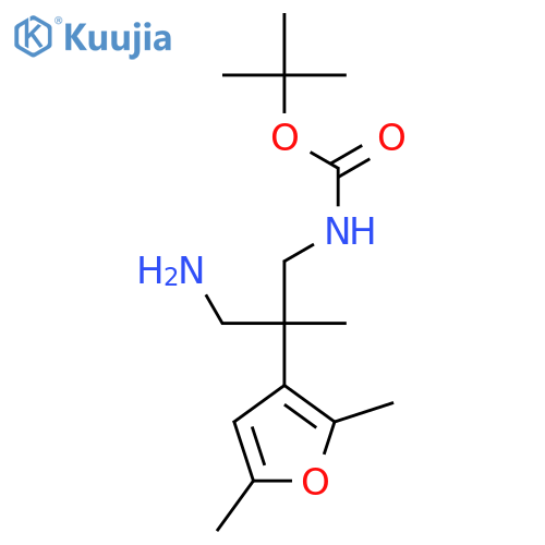 tert-butyl N-3-amino-2-(2,5-dimethylfuran-3-yl)-2-methylpropylcarbamate structure