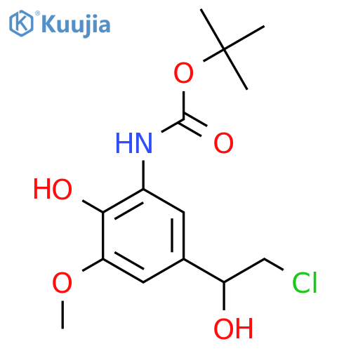 tert-butyl N-5-(2-chloro-1-hydroxyethyl)-2-hydroxy-3-methoxyphenylcarbamate structure