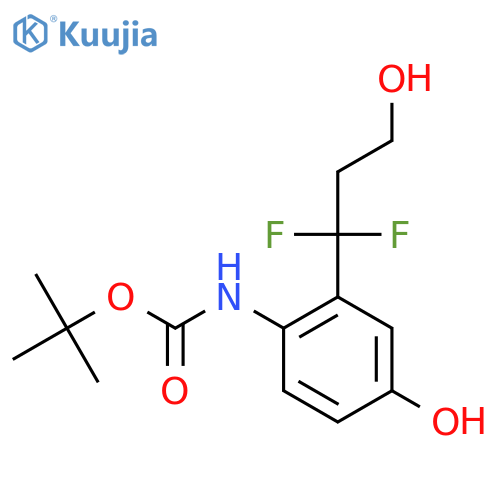 tert-butyl N-2-(1,1-difluoro-3-hydroxypropyl)-4-hydroxyphenylcarbamate structure