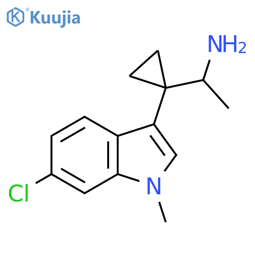 1-1-(6-chloro-1-methyl-1H-indol-3-yl)cyclopropylethan-1-amine structure