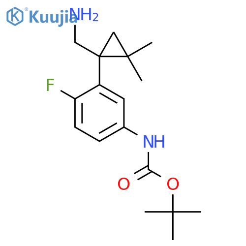 tert-butyl N-{3-1-(aminomethyl)-2,2-dimethylcyclopropyl-4-fluorophenyl}carbamate structure